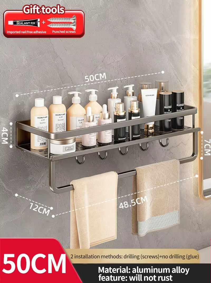 Bathroom Rack Bathroom Shelf Toilet Space Aluminum Hanging Rack Bathroom Organizer Hang on the Wall