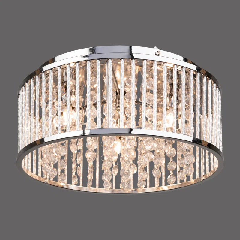 Chidester 3-Light 35cm Chrome and Crystal Flush Mount Ceiling Fixture