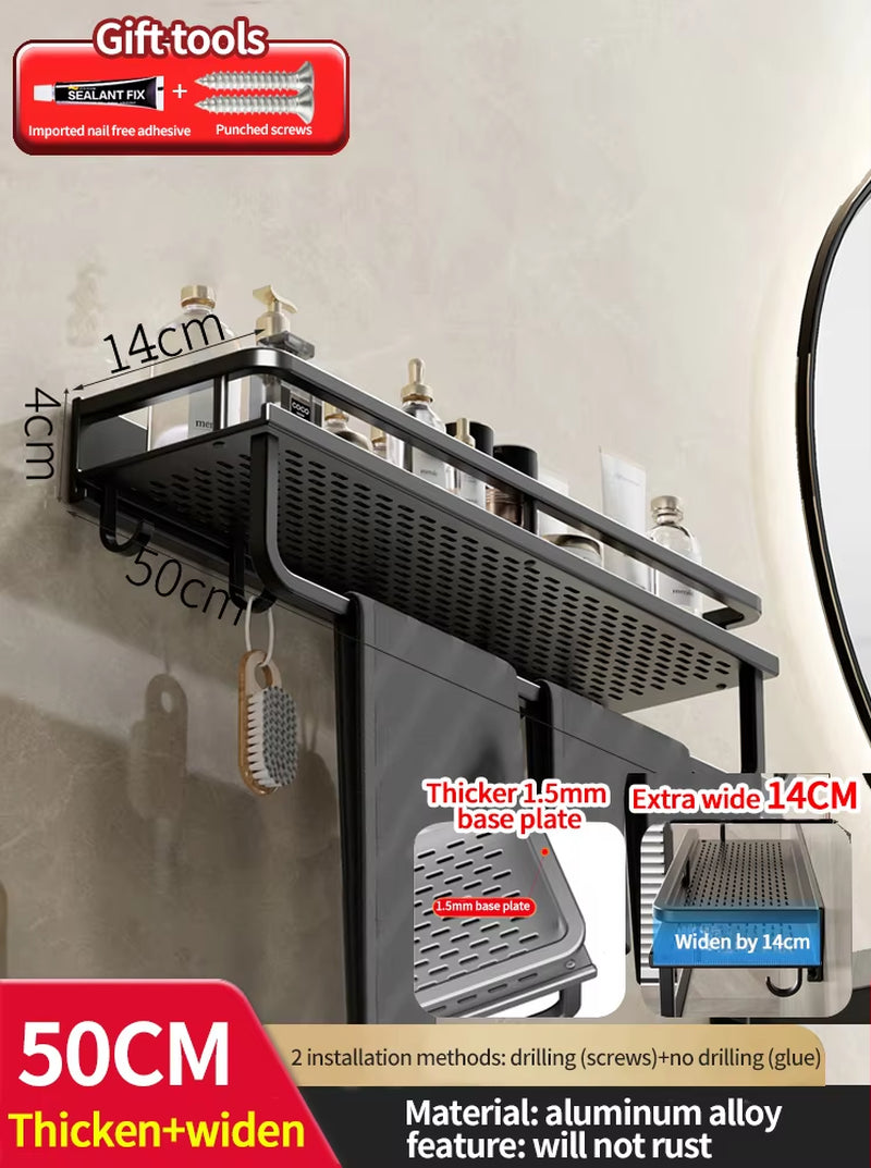 Bathroom Rack Bathroom Shelf Toilet Space Aluminum Hanging Rack Bathroom Organizer Hang on the Wall