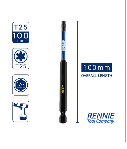 Set of 5 RENINE S2 T25 star tip double-ended screwdriver drill bits