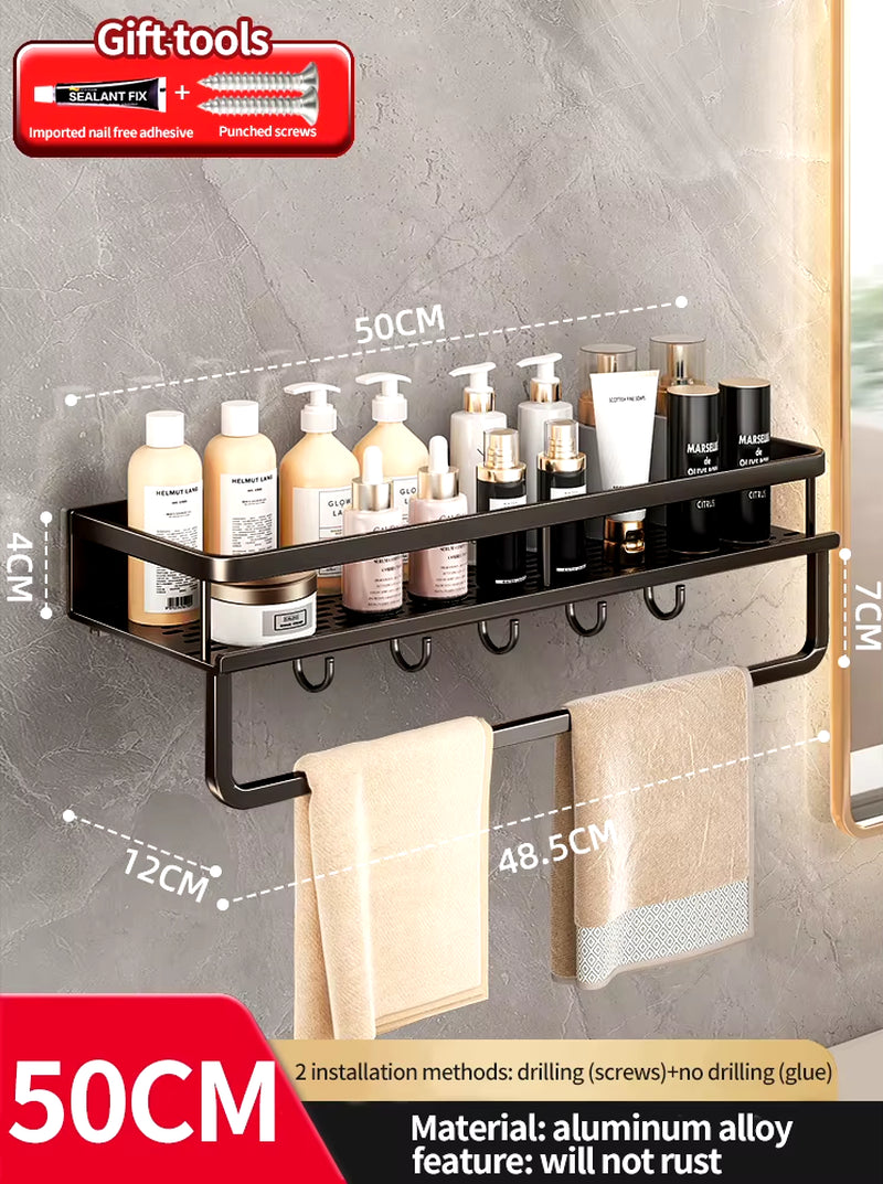 Bathroom Rack Bathroom Shelf Toilet Space Aluminum Hanging Rack Bathroom Organizer Hang on the Wall