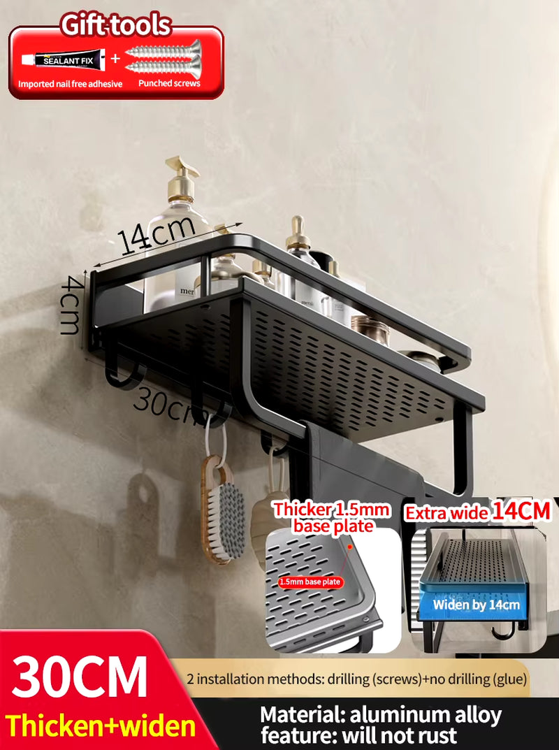 Bathroom Rack Bathroom Shelf Toilet Space Aluminum Hanging Rack Bathroom Organizer Hang on the Wall