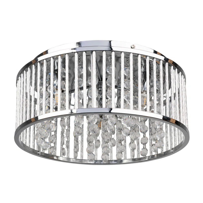 Chidester 3-Light 35cm Chrome and Crystal Flush Mount Ceiling Fixture