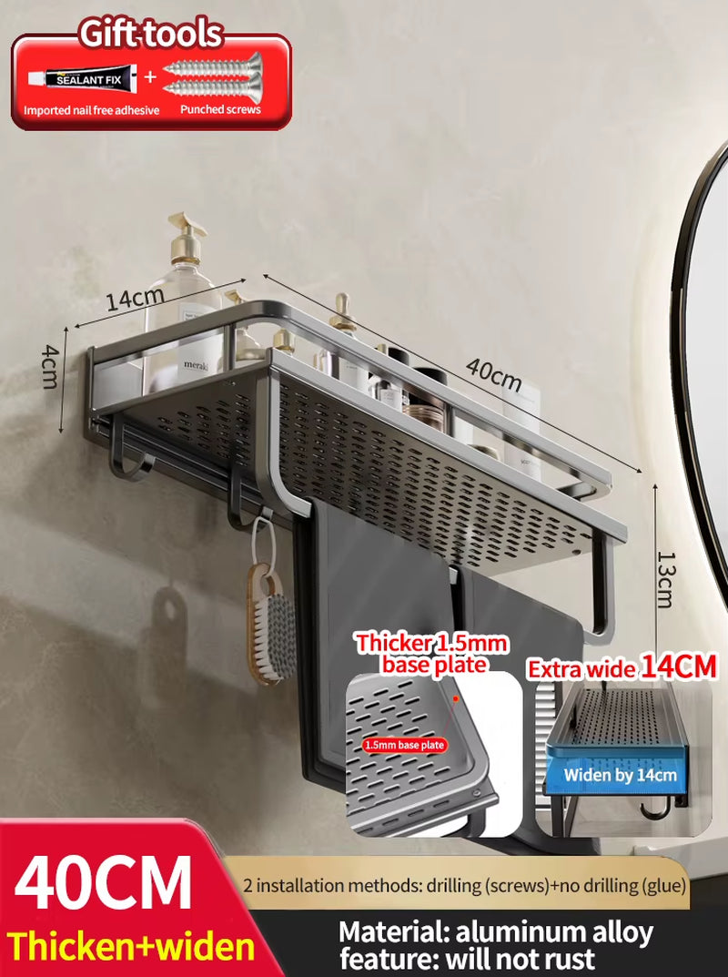 Bathroom Rack Bathroom Shelf Toilet Space Aluminum Hanging Rack Bathroom Organizer Hang on the Wall