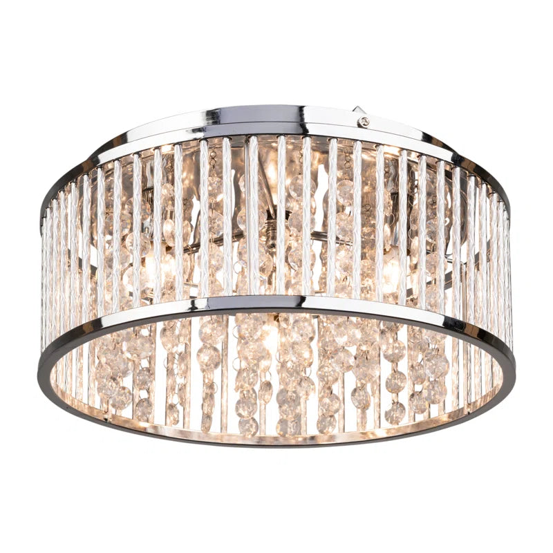 Chidester 3-Light 35cm Chrome and Crystal Flush Mount Ceiling Fixture