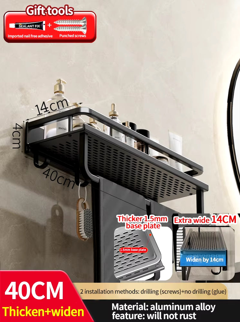 Bathroom Rack Bathroom Shelf Toilet Space Aluminum Hanging Rack Bathroom Organizer Hang on the Wall