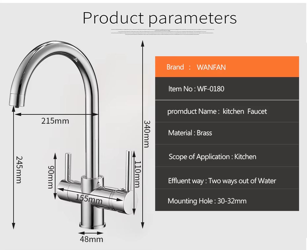 Black Kitchen Faucets Waterfilter Taps Kitchen Faucets Mixer Drinking Water Filter Faucet Kitchen Sink Tap Water Tap WF-0180