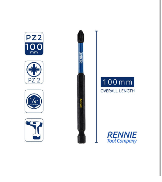 Set of 5 RENINE S2 PZ2 double-ended impact screwdriver drill bits