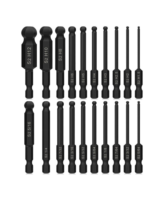 Hex ball end drill bit set with S2 steel tips for power drill tools