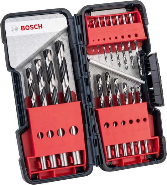 Bosch 70-piece drill and screwdriver bit set in organized red case