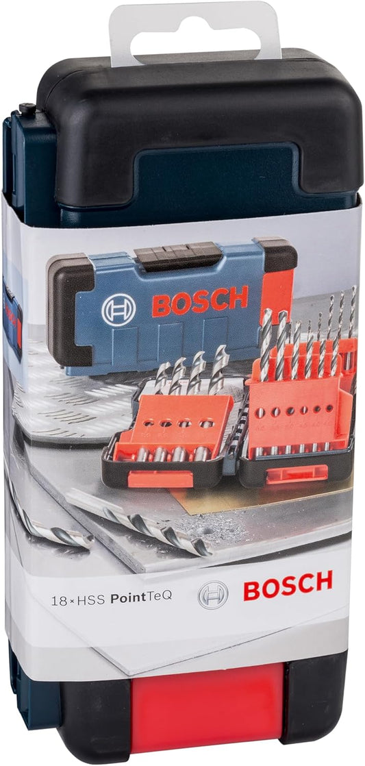 Bosch drill bit set in compact case with multiple sizes for metal drilling