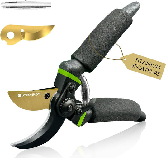 Syeonkos pruning scissors with titanium-coated blades for garden care