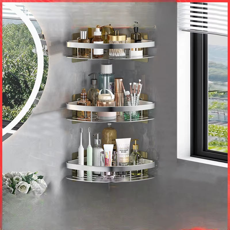 Bathroom Shelves No-Punch Bathroom Sink Washbasin Toilet Tripod Makeup Storage Cabinet Shower Shelf Bathroom Accessories