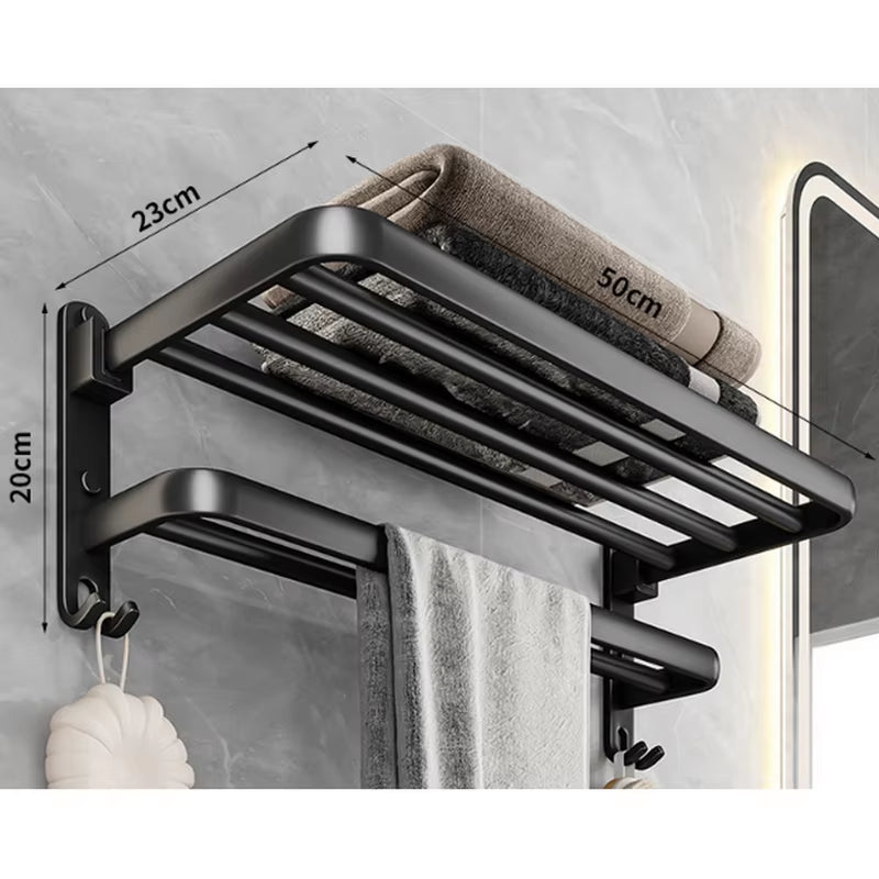 Bathroom Shelves No Punching Space Aluminum Towel Rack Bathroom Storage Towel Rack Bathroom Hardware Pendant