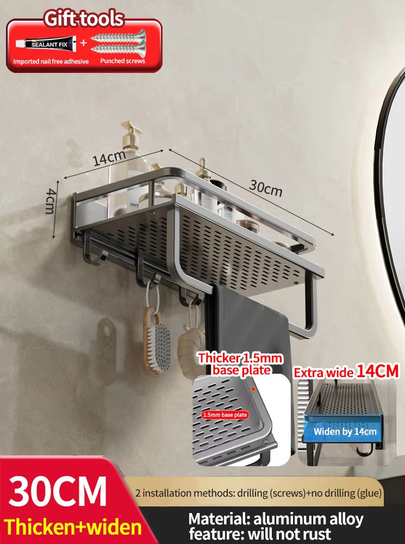 Bathroom Rack Bathroom Shelf Toilet Space Aluminum Hanging Rack Bathroom Organizer Hang on the Wall