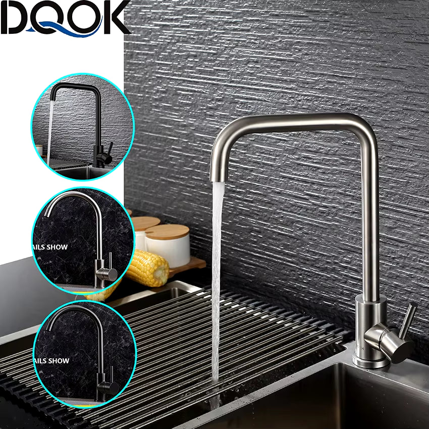 Black Kitchen Faucets Stainless Steel Kitchen Mixer Single Handle Single Hole Kitchen Faucet Brushed Nickle Mixer Sink Tap