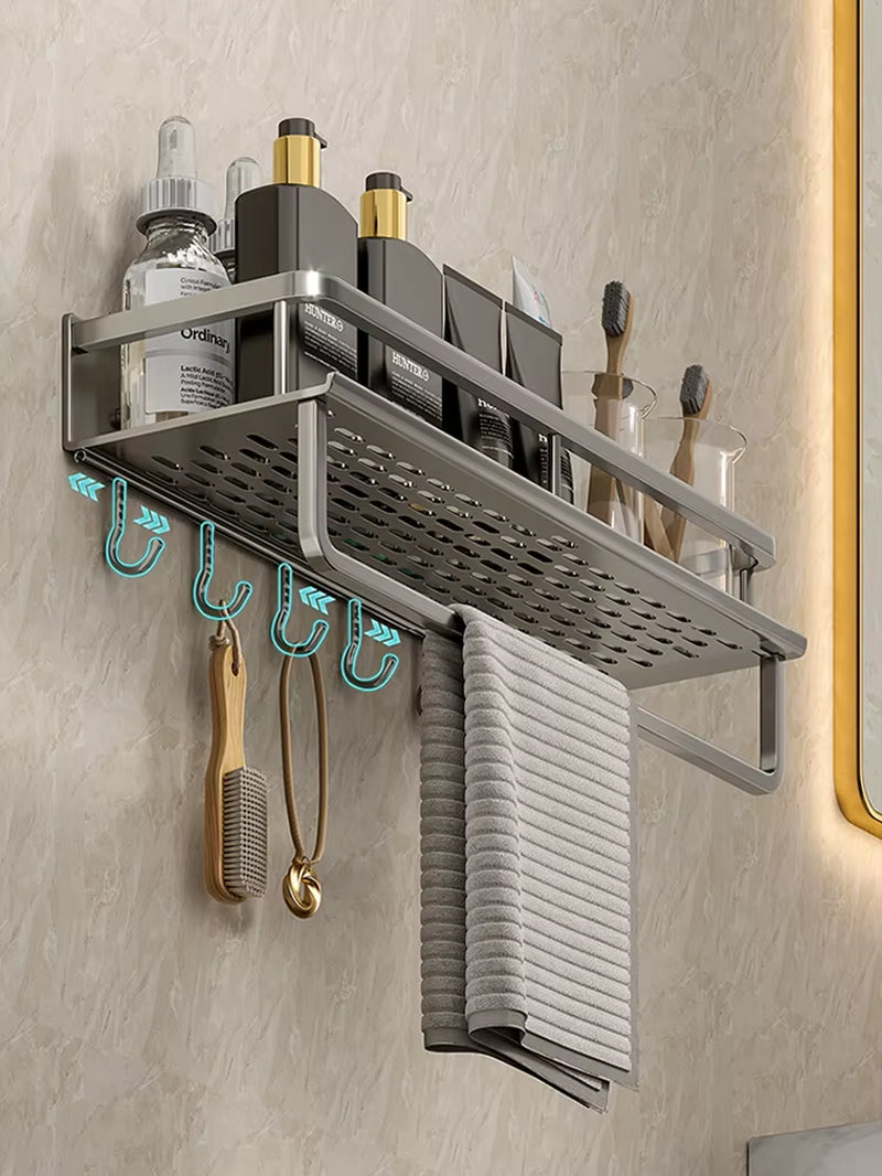 Bathroom Rack Bathroom Shelf Toilet Space Aluminum Hanging Rack Bathroom Organizer Hang on the Wall