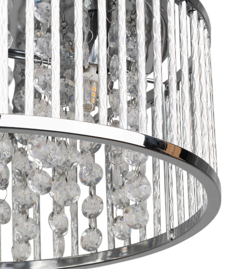 Chidester 3-Light 35cm Chrome and Crystal Flush Mount Ceiling Fixture