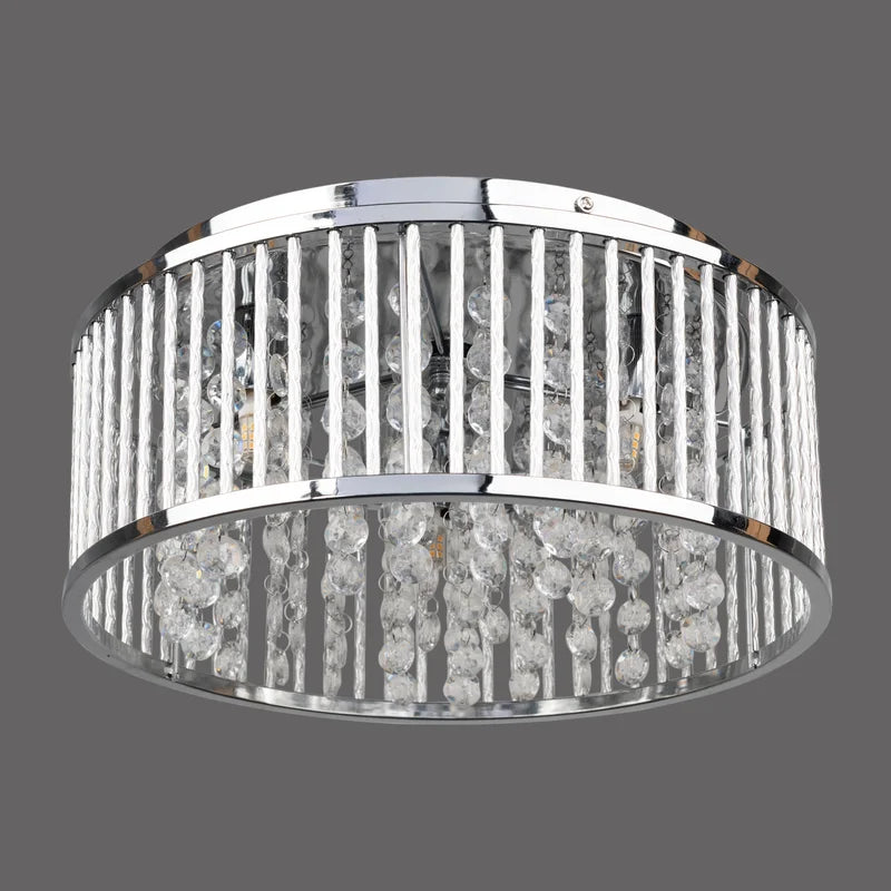 Chidester 3-Light 35cm Chrome and Crystal Flush Mount Ceiling Fixture