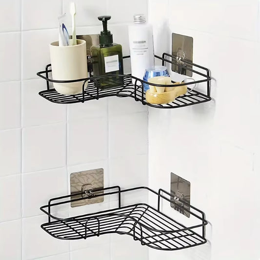 1Pc Wall Mounted Bathroom Storage Rack Punch-Free Bathroom Shelf Triangle Storage Rack Bathroom Accessories