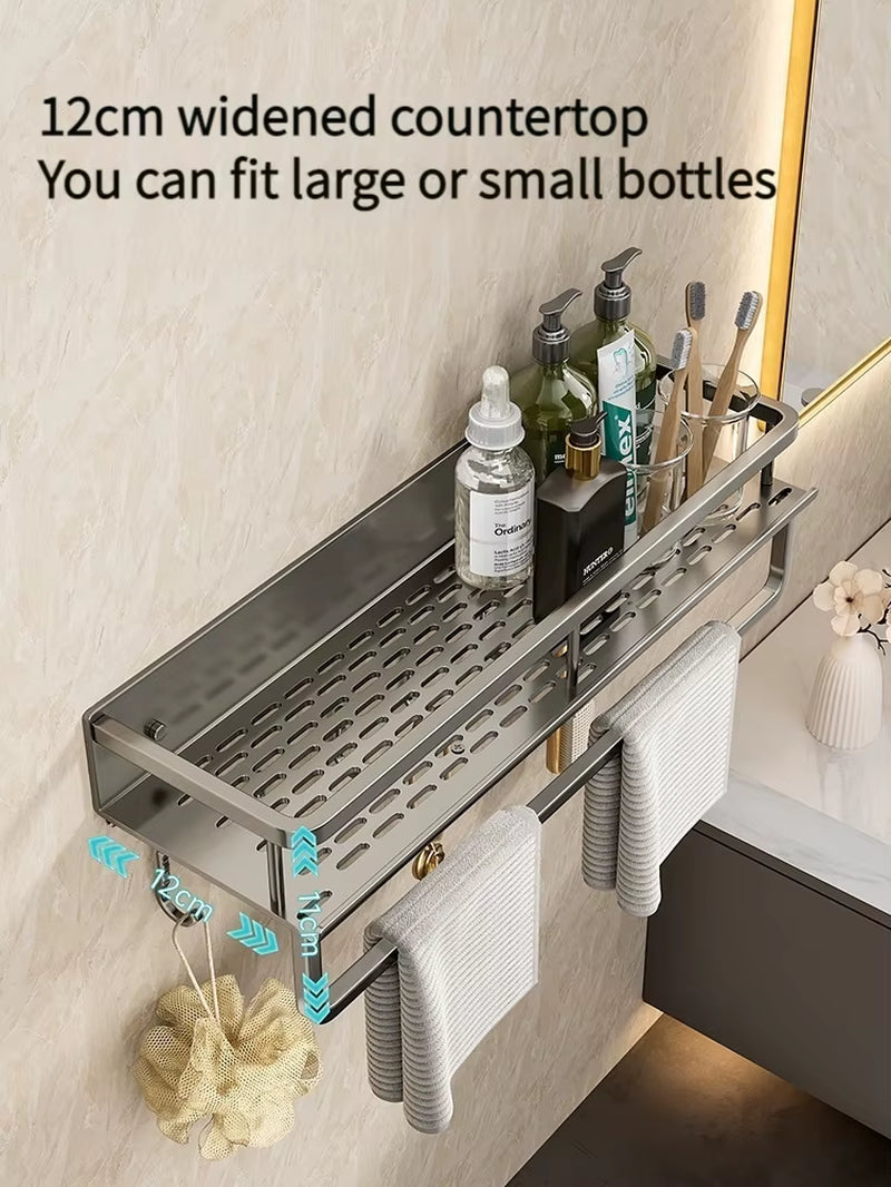 Bathroom Rack Bathroom Shelf Toilet Space Aluminum Hanging Rack Bathroom Organizer Hang on the Wall